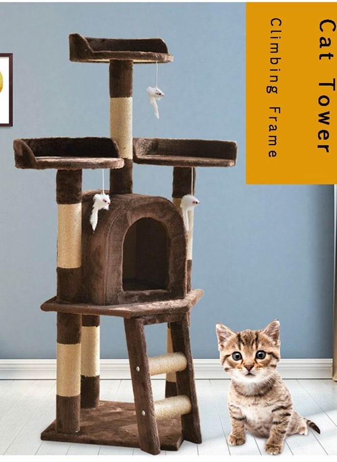 CityRiya-Long - Cat Tree, Cat Tower Tree, Cat Scratching Post, Multi-Level Cat Climbing Activity Center Jumping Platform with Houses and Hammock for Indoor Cats Kittens Pets Play Rest Climb Sleeping - Image 1
