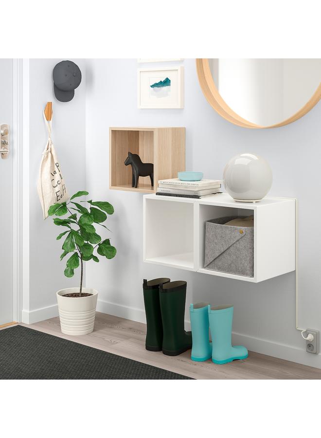 Zaboon Wall-mounted cabinet combination, white stained oak effect/white, 105x35x70 cm - Image 2