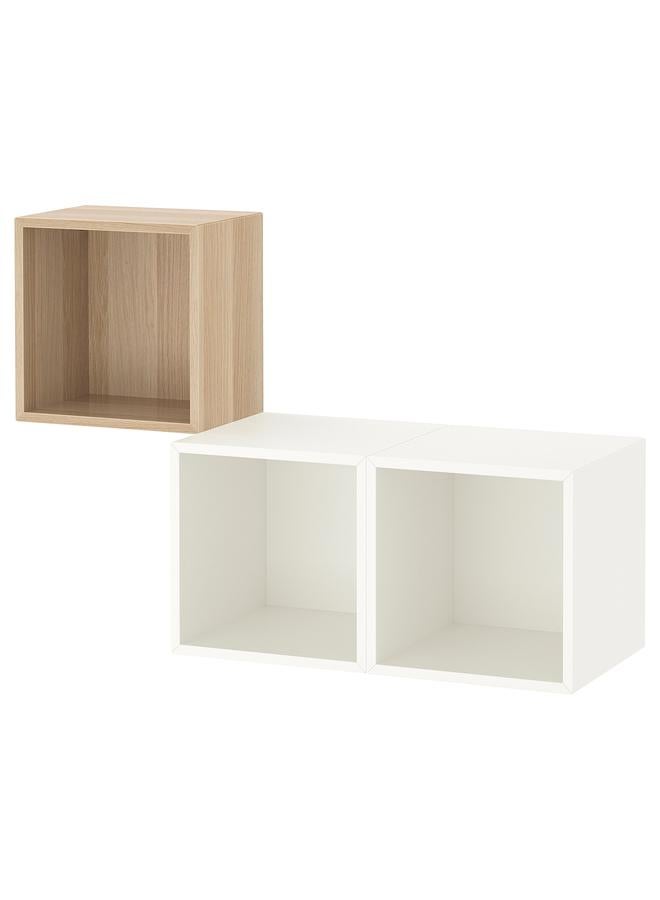 Zaboon Wall-mounted cabinet combination, white stained oak effect/white, 105x35x70 cm - Image 1