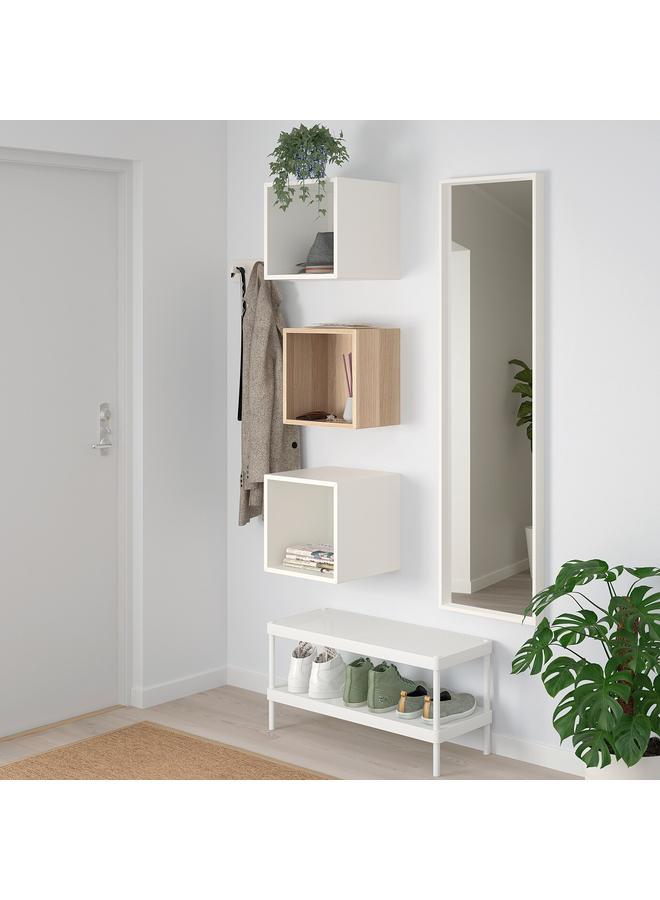 Zaboon Wall-mounted cabinet combination, white stained oak effect/white, 105x35x70 cm - Image 3