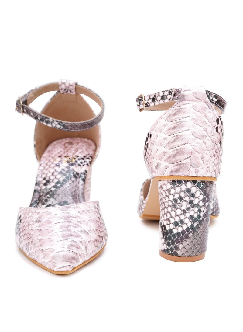 Sole House Sole house chic & sleek: snakeskin-print chunky heels for a bold, elegant look - perfect for parties, celebrations & special occasions.  - Image 4