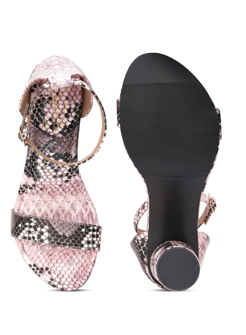 Sole House Sole house chic & sleek: snakeskin-print chunky heels for a bold, elegant look - perfect for parties, celebrations & special occasions.  - Image 2