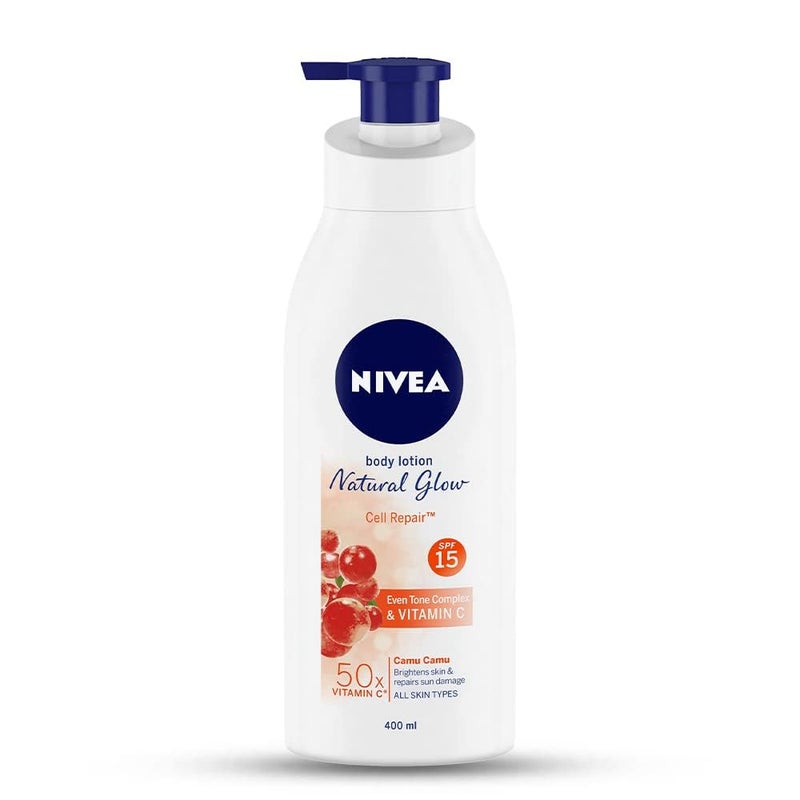 Nivea لوشن الجسم نيفيا توهج طبيعي | فيتامين C SPF 15 | 400 مل (13.52 أونصة سائلة) - Image 1