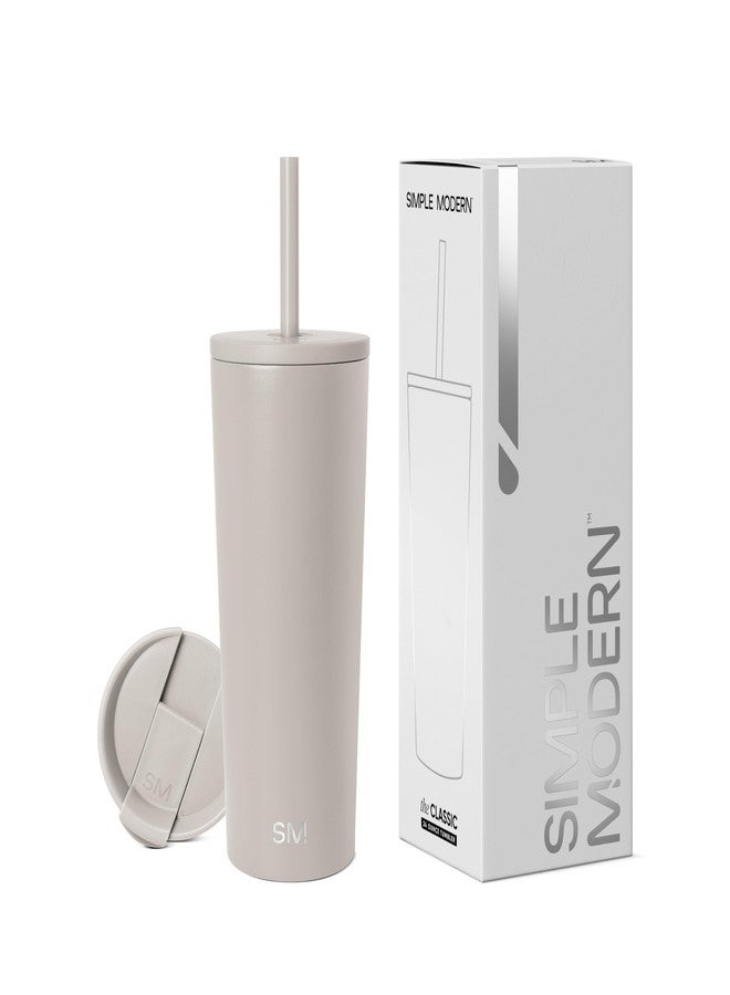 Simple Modern Insulated Tumbler with Lid and Straw | Iced Coffee Cup Reusable Stainless Steel Water Bottle Travel Mug | Gifts for Women Men Her Him | Classic Collection | 24oz | Almond Birch - Image 1