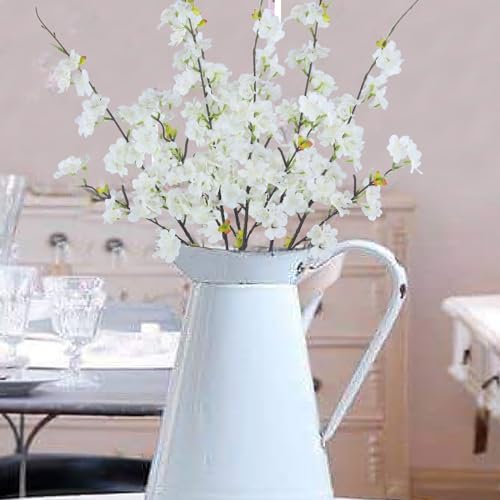 CITYES 3 Pcs Artificial Cherry Blossom Branches Flowers White Silk Peach Flowers Bulk Faux Spring Branches Arrangement Fake Cherry Stems for Indoor Outdoor Party DIY Wedding Table Vase Decor - Image 5