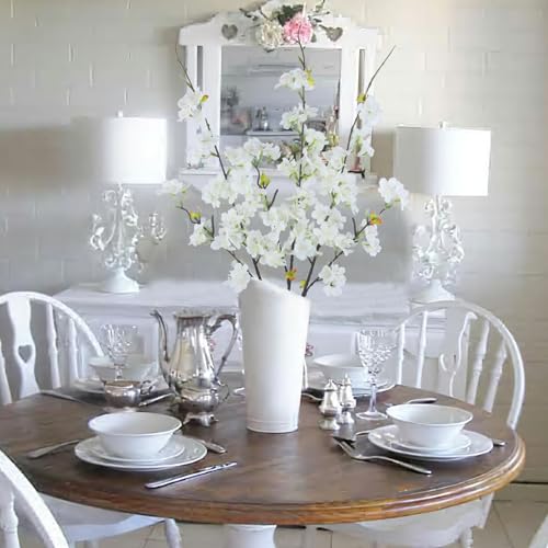 CITYES 3 Pcs Artificial Cherry Blossom Branches Flowers White Silk Peach Flowers Bulk Faux Spring Branches Arrangement Fake Cherry Stems for Indoor Outdoor Party DIY Wedding Table Vase Decor - Image 3