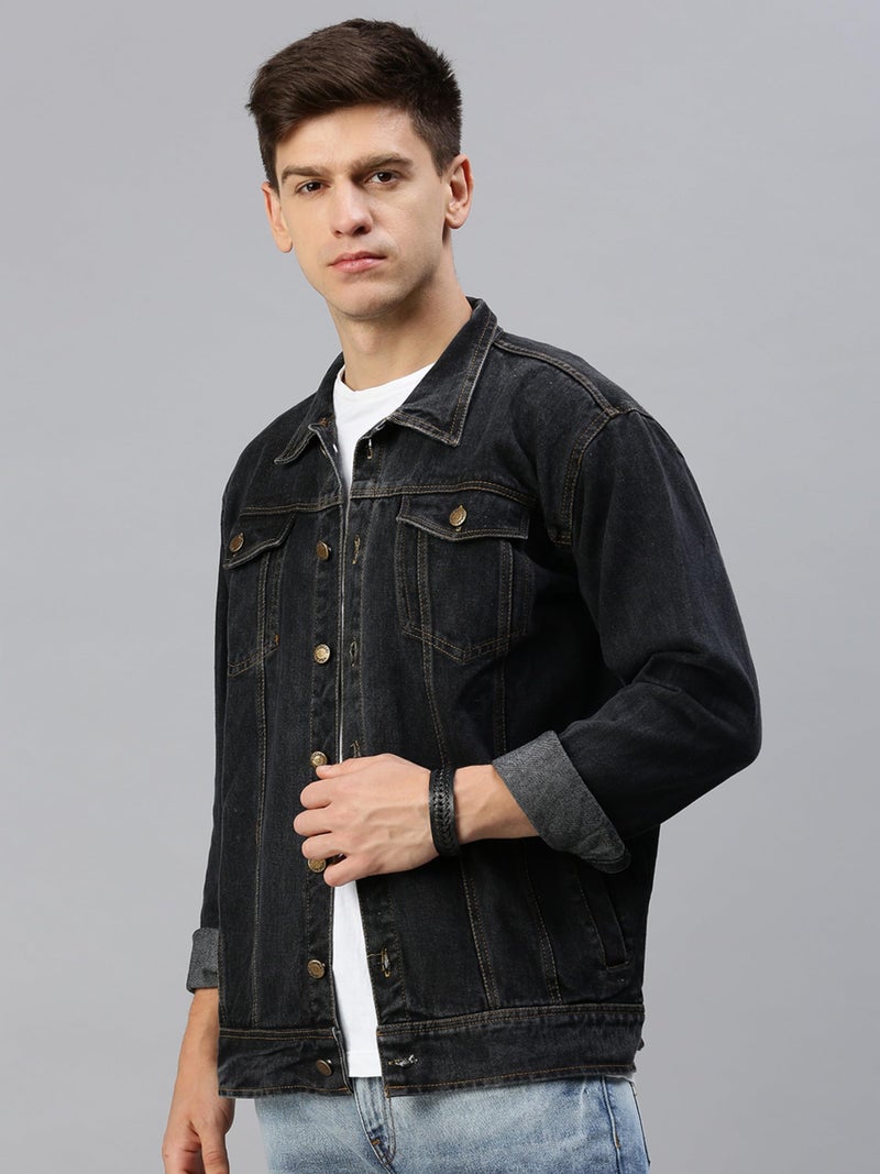 VOGATI Men's Denim Jacket kjt228vog-xl_Charcoal Grey_XL - Image 5