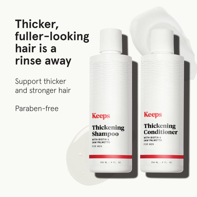 Keeps Menâ€™s Hair Loss Shampoo & Conditioner with Biotin - Anti-Thinning & Hair Growth Products for Men - DHT Blocker with Saw Palmetto & Caffeine for Fuller, Thicker Looking Hair - Color-Safe - Image 2