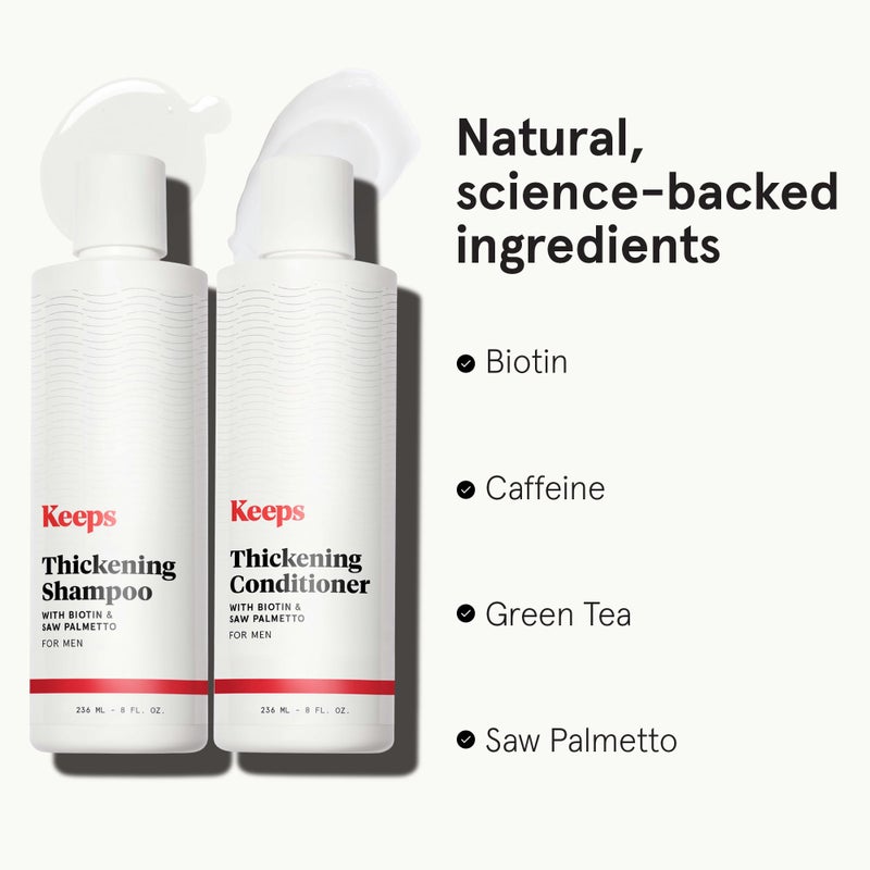 Keeps Menâ€™s Hair Loss Shampoo & Conditioner with Biotin - Anti-Thinning & Hair Growth Products for Men - DHT Blocker with Saw Palmetto & Caffeine for Fuller, Thicker Looking Hair - Color-Safe - Image 4