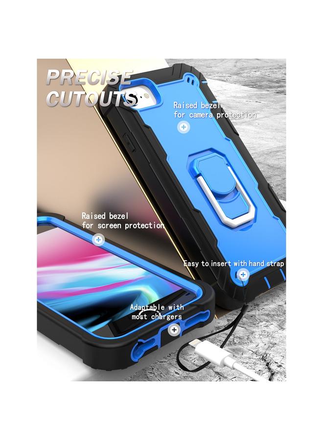 S-TOP Case For iPhone SE 2022 / SE 2020 / 8 / 7 PC + Rubber 3-layers Shockproof Protective Case with Rotating Holder - Image 4