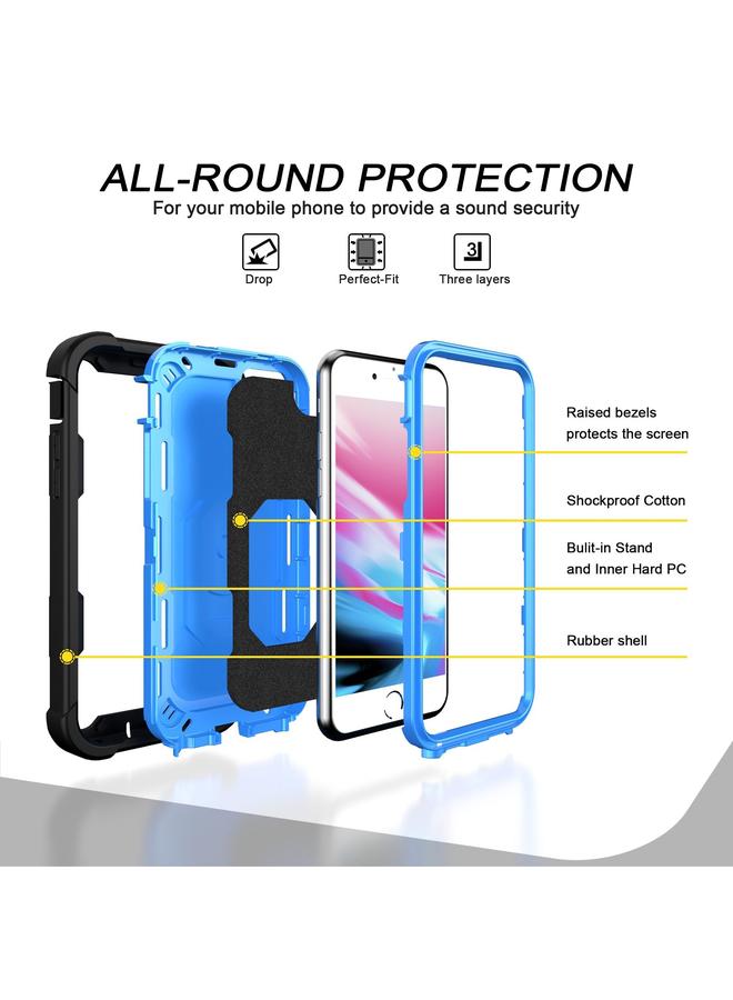 S-TOP Case For iPhone SE 2022 / SE 2020 / 8 / 7 PC + Rubber 3-layers Shockproof Protective Case with Rotating Holder - Image 3