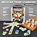 Queensell Mexican Train Dominoes Set with 4 Holders Dominoes Double 12 with Wooden Hub and Tiles Holders Double 12 Dominos Set for Family Game Night for Adults and Kids Ages 8 and up D12 4 Holders - Image 4