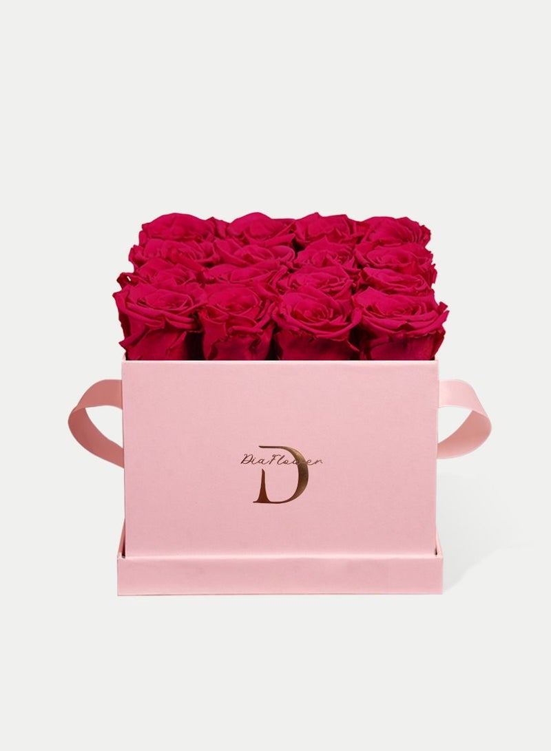 Dia FLOWER Infinity Square Box, Shades Of Pink 16 ROSES MEDIUM - Image 2