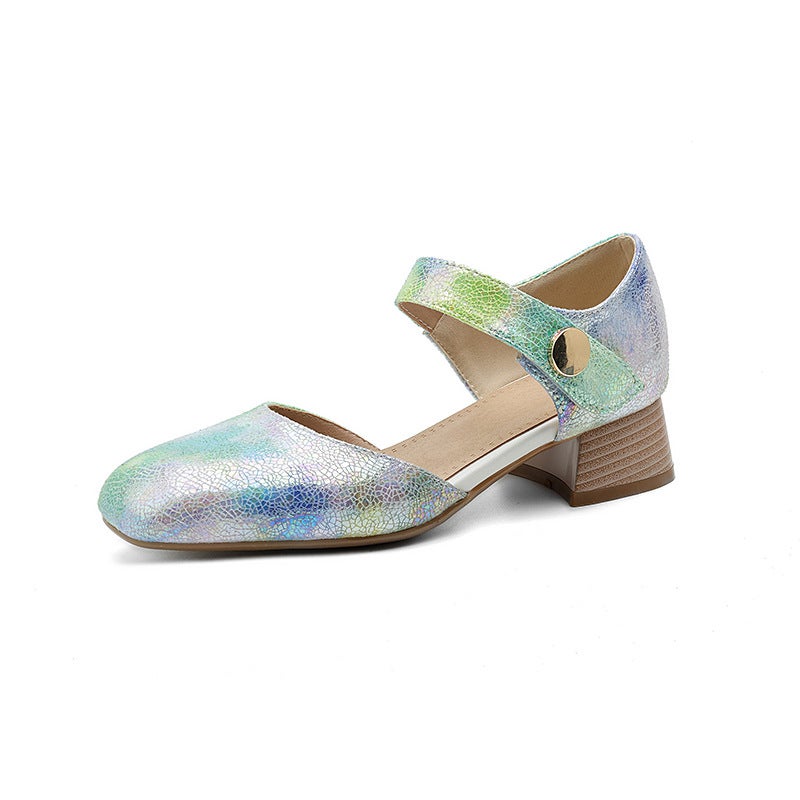 Independent Station Casual Heel Square Head 30-43 Size Code Magic Color Hollow Sandals Women - Image 1