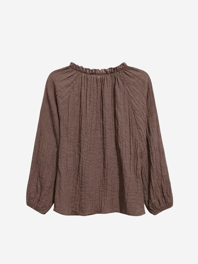MIXRAY Crew Neck Tie Detail Blouse - Image 4