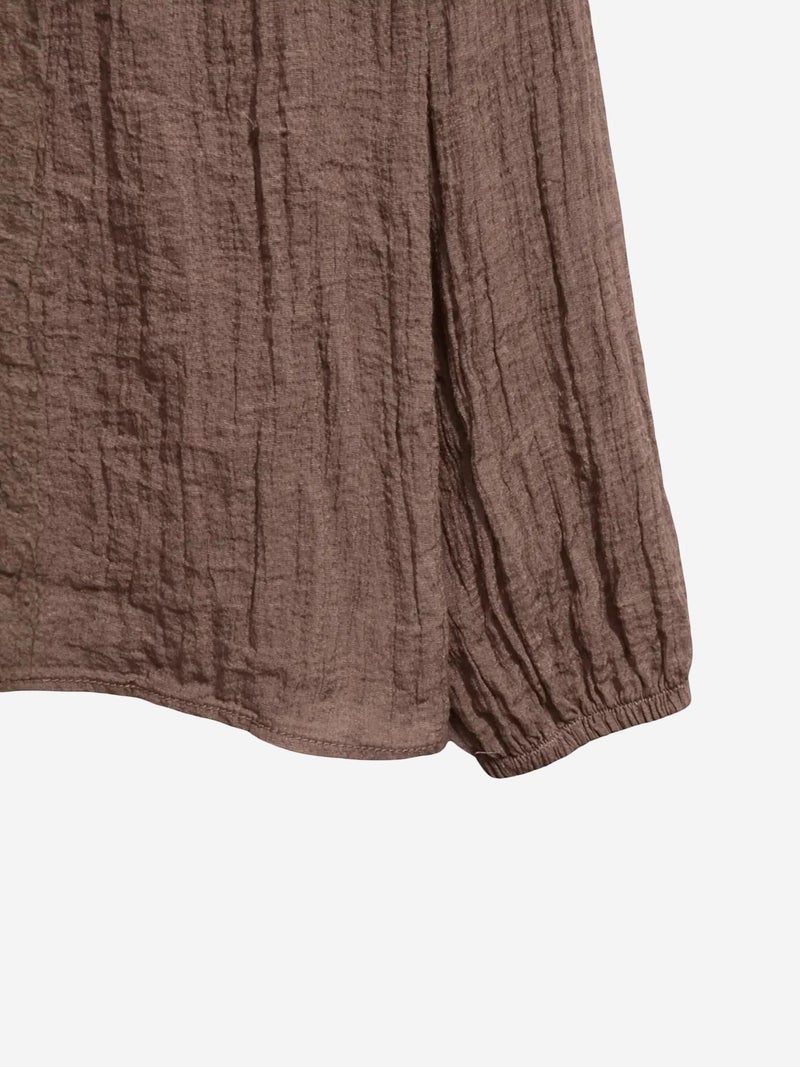 MIXRAY Crew Neck Tie Detail Blouse - Image 3