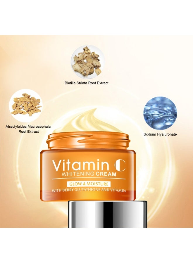 Disaar Vitamin C Moisturizer with Organic Hyaluronic Acid – Brightening and Hydrating Face Cream, Anti-Wrinkle and Anti-Aging Formula, Rich in Antioxidants for Skin Protection, Enhances Glow and Elasticity, Suitable for All Skin Types, 50ml - Image 2