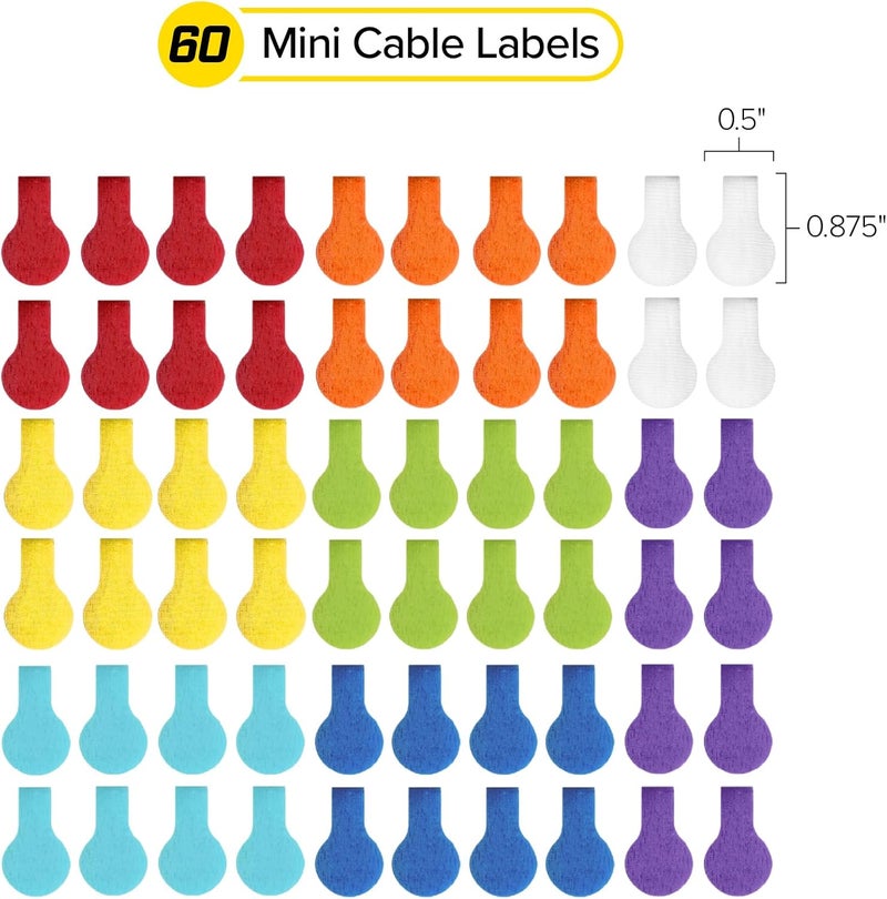 Wrap-It Storage - Mini Multi-Color Cable Labels (60 Pack) - Colorful Charger & Wire Labeler - Image 3