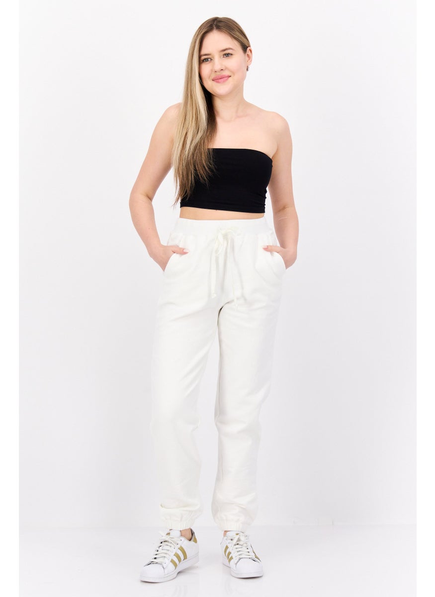 NIA Women Regular Fit Plain Jogger Pants, White  - Image 4