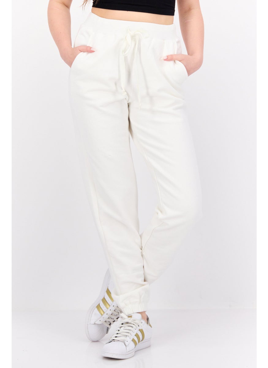 NIA Women Regular Fit Plain Jogger Pants, White  - Image 1