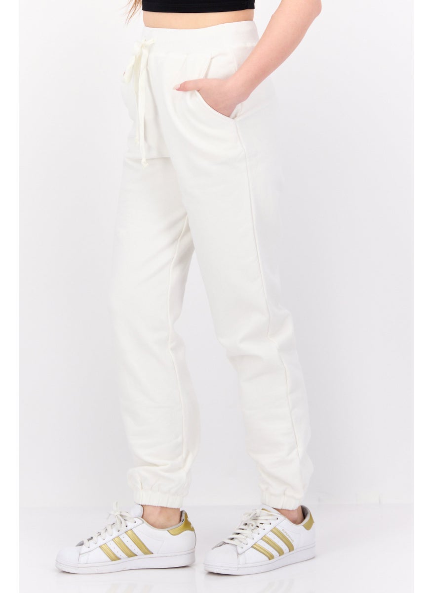 NIA Women Regular Fit Plain Jogger Pants, White  - Image 2