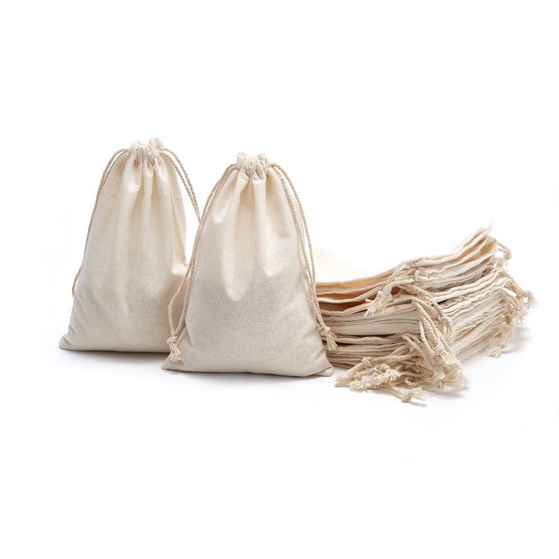 Tendwarm 20 Pieces 6X8 Inches Cotton Drawstring Bags Reusable Muslin Sachet Bag For Party Wedding Storage Home Supplies - Image 2