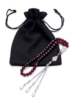 سبحتي  مسبحة قنديل مع معدنية و حجار Red chalcedony | الخرز 8 ملي -عدد الحرز 45 | الله أكبر  - Image 3