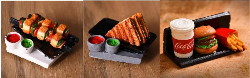 DT DECTONE Combo Pack of 3 Fridge Magnet Burger Sandwich Paneer Tikka Miniature Food 3D Fridge Magnet Best Souvenir Gift 100 Made in India - Image 1