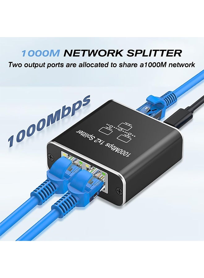 JS Gigabit Ethernet Splitter 1 to 2 - Network Splitter with USB Power Cable, RJ45 Internet Splitter Adapter 1000Mbps High Speed for Cat 5/5e/6/7/8 Cable [2 Devices Networked Simultaneously] - Image 2