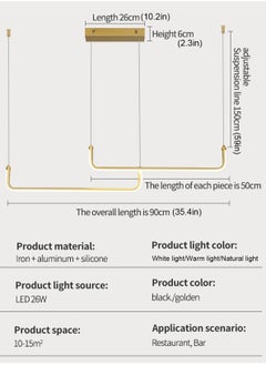 LOOPITYS 90CM - Three color temperature - Modern luxury - Restaurant pendant light, bedroom pendant light, 150cm height adjustable,chandelier  - Image 3