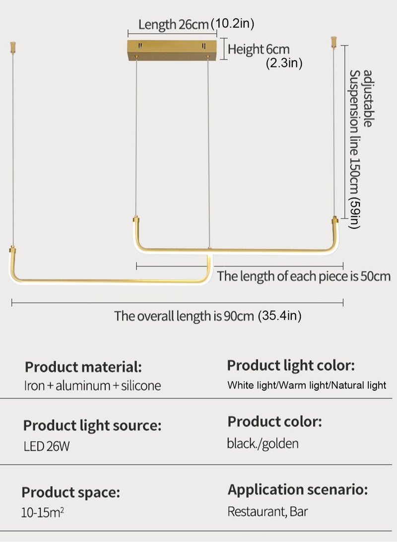 LOOPITYS 90CM - Three color temperature - Modern luxury - Restaurant pendant light, bedroom pendant light, 150cm height adjustable,chandelier - Image 3