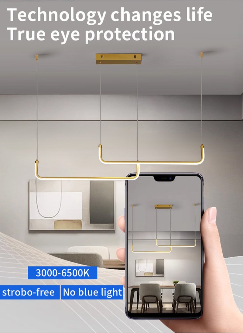 LOOPITYS 90CM - Three color temperature - Modern luxury - Restaurant pendant light, bedroom pendant light, 150cm height adjustable,chandelier - Image 4