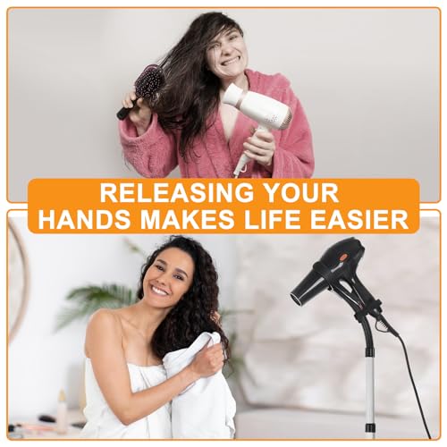 Erytlly Hair Dryer Stand Hands-Free Adjustable 360-Degree Rotating Blow Dryer Stand Hands can Hold 0.5kg Hair Dryer for Bathroom, Vanity, Makeup Room New Model Equipped with Two Collets - Image 2