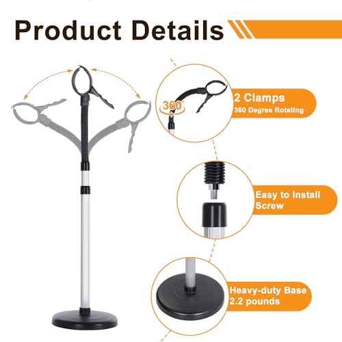 Erytlly Hair Dryer Stand Hands-Free Adjustable 360-Degree Rotating Blow Dryer Stand Hands can Hold 0.5kg Hair Dryer for Bathroom, Vanity, Makeup Room New Model Equipped with Two Collets - Image 3