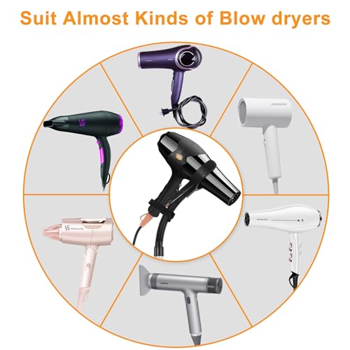 Erytlly Hair Dryer Stand Hands-Free Adjustable 360-Degree Rotating Blow Dryer Stand Hands can Hold 0.5kg Hair Dryer for Bathroom, Vanity, Makeup Room New Model Equipped with Two Collets - Image 4