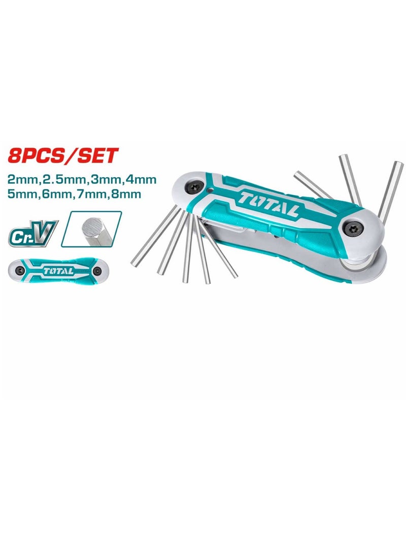 TOTAL Hex Key 8 pcs set - pocket size - 2 to 8 mm