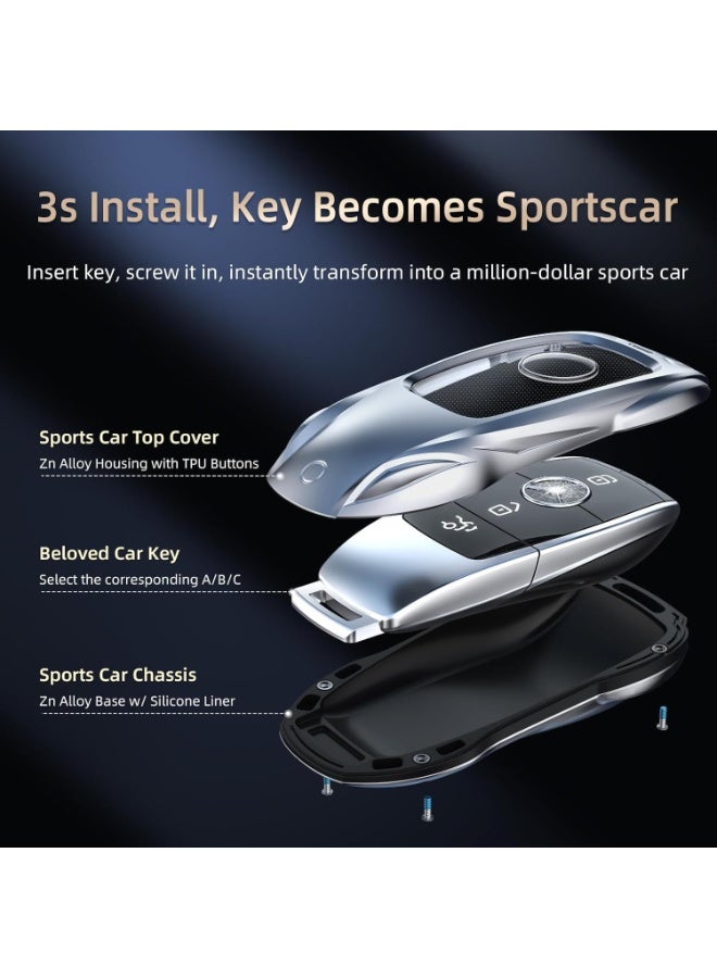NOSKIN Smart Remote Key Case Shell Fit for Benz CLS CLA CLK AMG CLK GLC GLE GLS SLK ML SL SLK A B C E R S G (Classic Black，Fit for Benz-A) - Image 4