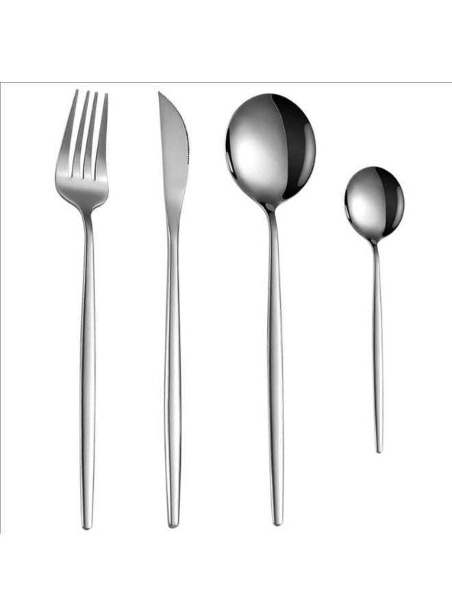 Stainless Steel Cutlery Set 24-Piece for 6 People, Mirror Finished Flatware with Knives, Forks, and Spoons - Image 1