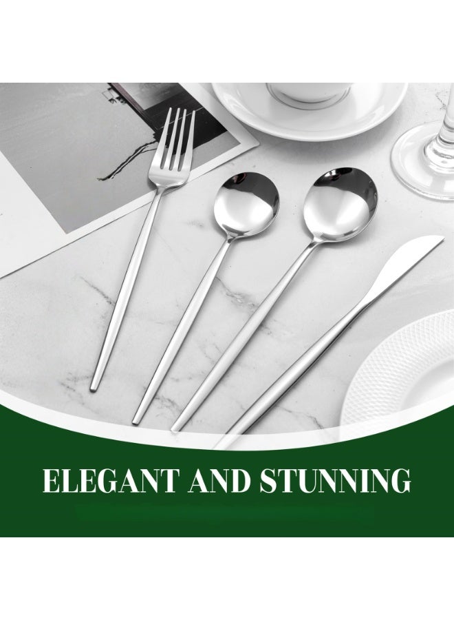 Stainless Steel Cutlery Set 24-Piece for 6 People, Mirror Finished Flatware with Knives, Forks, and Spoons - Image 4