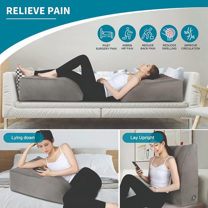 METRON Leg Elevation Pillow for Sleeping | Inflatable Wedge Pillow | Helps in After Surgery Recovery Reducing Swelling & Back Pain | Improves Blood Circulation | Size 22”x19”x8” Inches - Image 2
