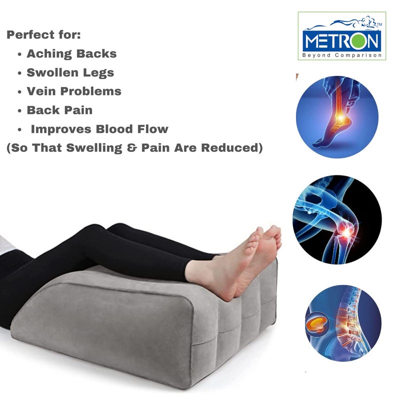 METRON Leg Elevation Pillow for Sleeping | Inflatable Wedge Pillow | Helps in After Surgery Recovery Reducing Swelling & Back Pain | Improves Blood Circulation | Size 22”x19”x8” Inches - Image 3