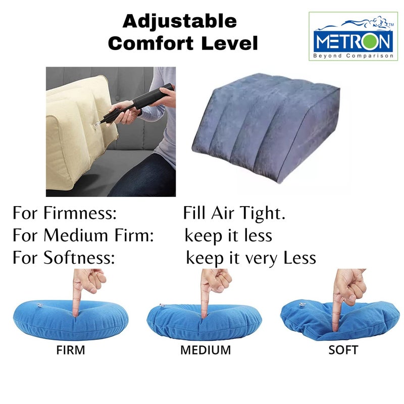 METRON Leg Elevation Pillow for Sleeping | Inflatable Wedge Pillow | Helps in After Surgery Recovery Reducing Swelling & Back Pain | Improves Blood Circulation | Size 22”x19”x8” Inches - Image 5