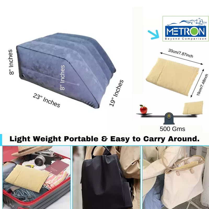 METRON Leg Elevation Pillow for Sleeping | Inflatable Wedge Pillow | Helps in After Surgery Recovery Reducing Swelling & Back Pain | Improves Blood Circulation | Size 22”x19”x8” Inches - Image 4