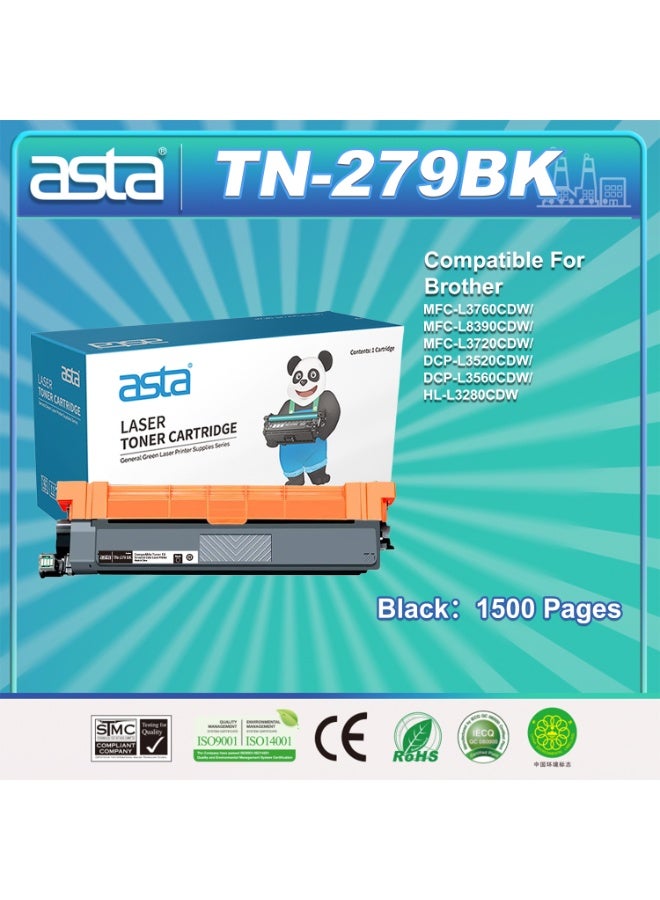 ASTA TN-279 With Chip Black Toner Cartridge Compatible For Brother MFC-L3760CDW MFC-L8390CDW MFC-L3720CDW DCP-L3520CDW DCP-L3560CDW HL-L3280CDW Printer Premium Office Consumable No Paper Jam Powder Leakage Smooth Printing - Image 1