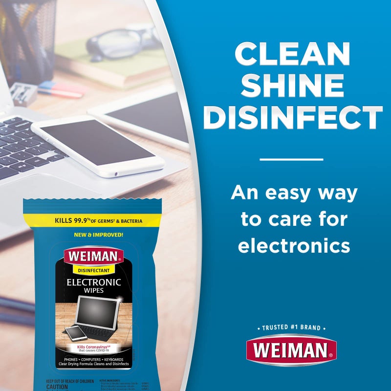 Weiman Disinfecting Electronic Wipes - Safely Clean Your Screen, Laptop, Computer, TV, Equipment-Electronic Cleaner Wipes - Image 3
