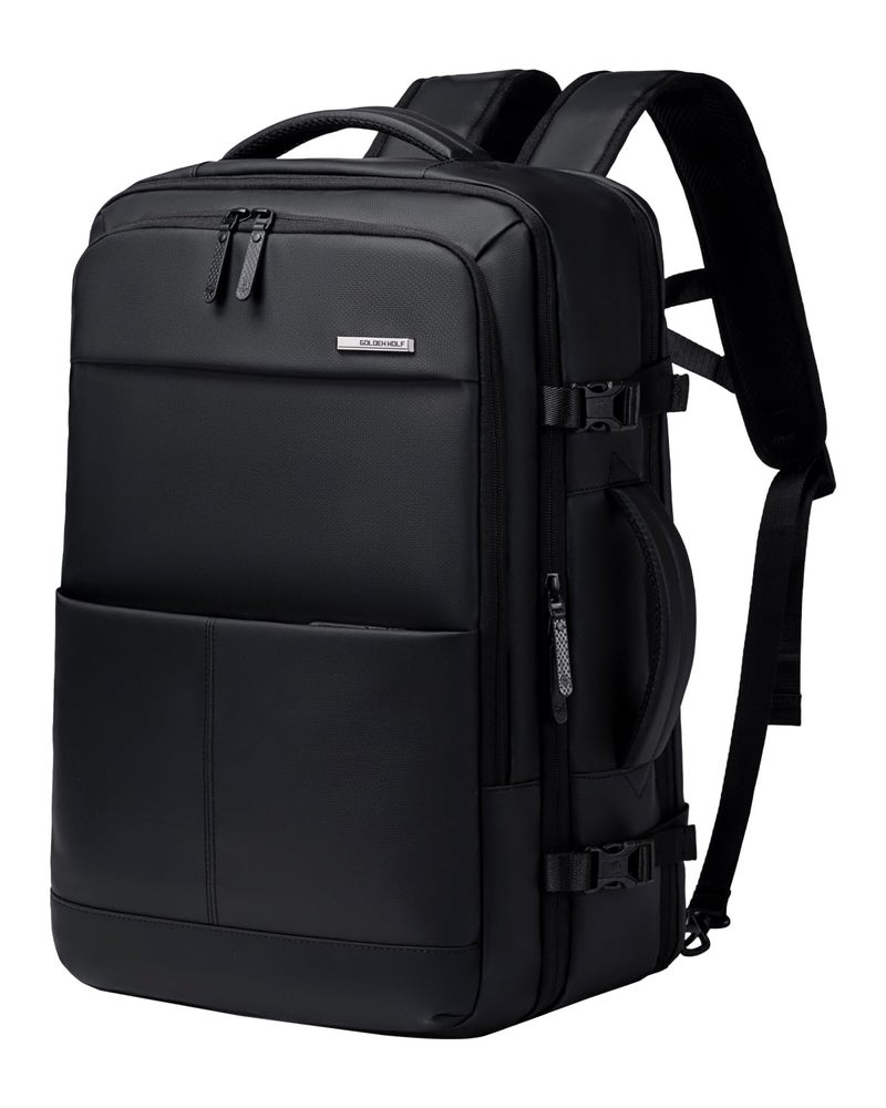 GOLDEN WOLF Travel Backpack for Men Large 30L Multi-Functional Water-resistant Laptop Backpack Sleek Clothing Pocket 2-in-1 Backpack Luggage for Office Weekend Travel,Black - Image 1