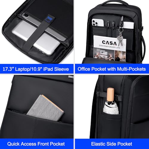 GOLDEN WOLF Travel Backpack for Men Large 30L Multi-Functional Water-resistant Laptop Backpack Sleek Clothing Pocket 2-in-1 Backpack Luggage for Office Weekend Travel,Black - Image 4