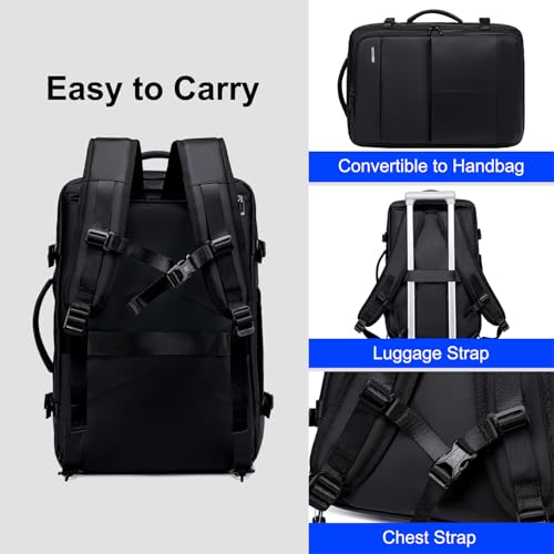 GOLDEN WOLF Travel Backpack for Men Large 30L Multi-Functional Water-resistant Laptop Backpack Sleek Clothing Pocket 2-in-1 Backpack Luggage for Office Weekend Travel,Black - Image 5