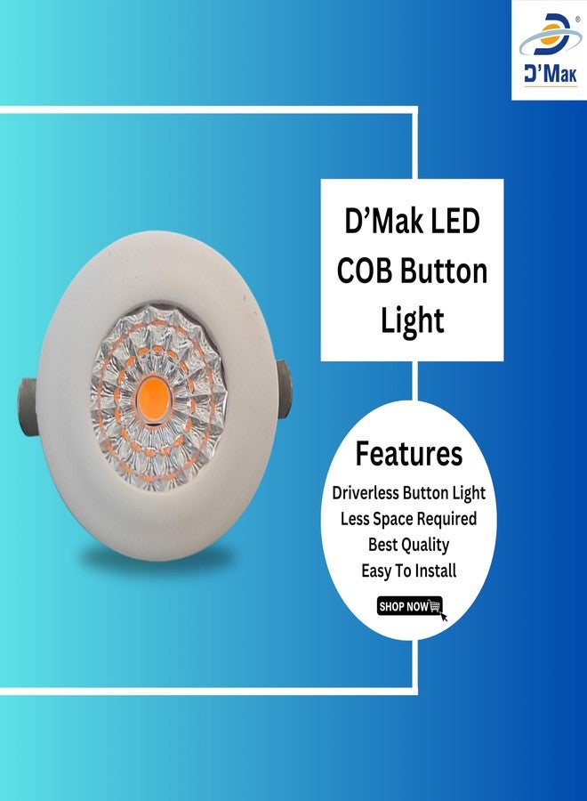 D'Mak مصباح زر LED COB من D'Mak مع محرك دائري (1 واط، وردي) - عبوة من 6 قطع. - Image 5