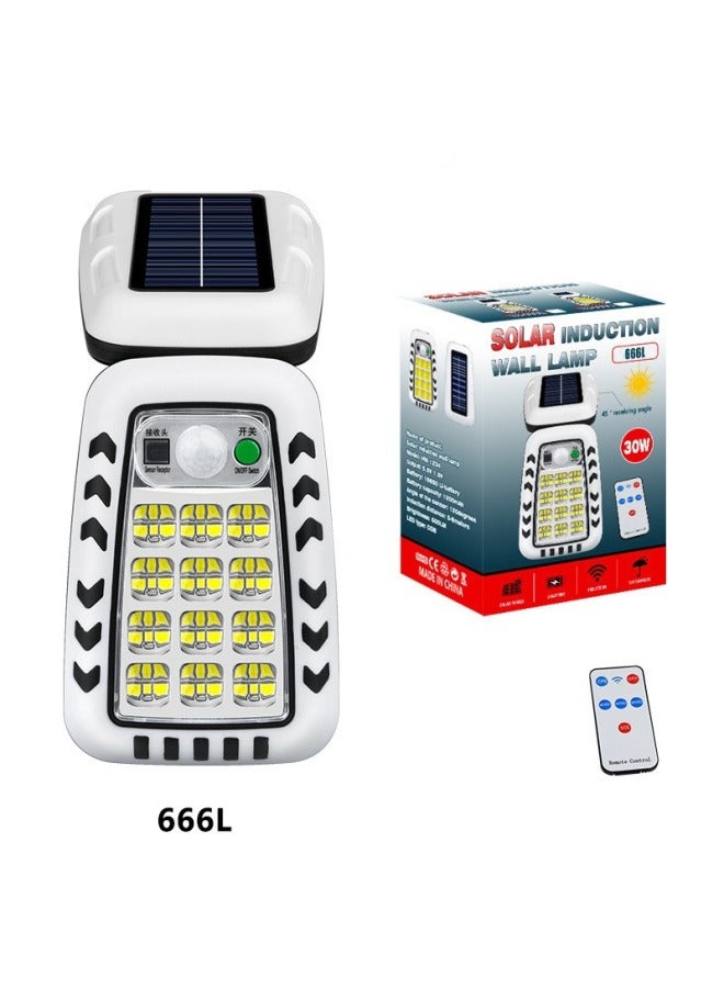 Cross-border New Solar Charging Waterproof Human Induction Wall Lamp Remote Control COB Outdoor Lighting Garden Lamp